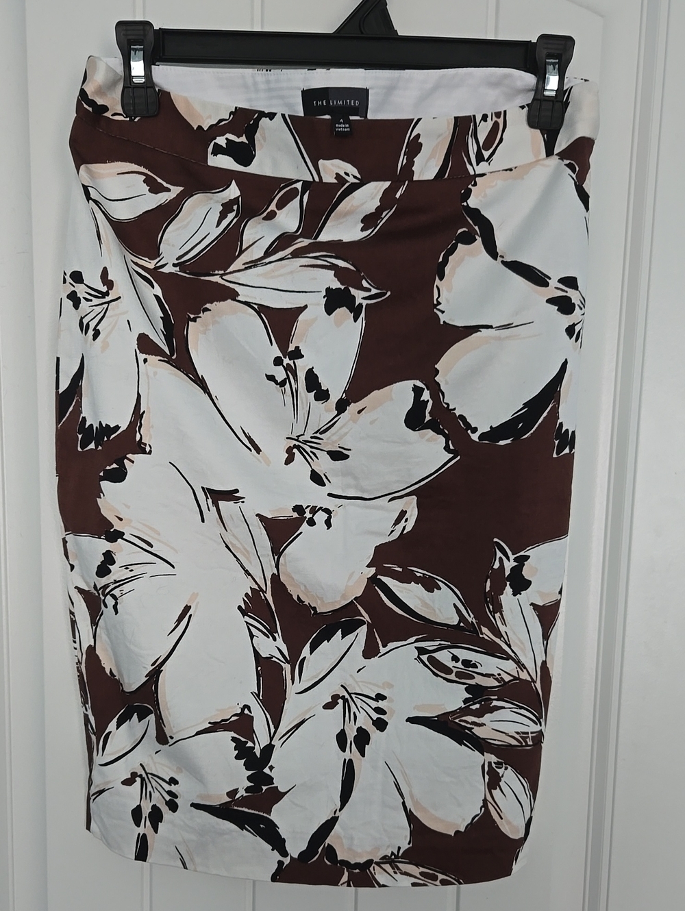 The Limited Brown, White & Black Floral Pencil Skirt